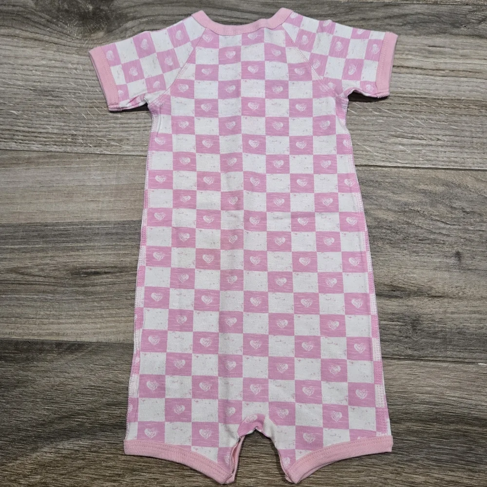 NWT Coccoli Checkered Hearts Short Sleeve Baby Girls Romper 12 Months